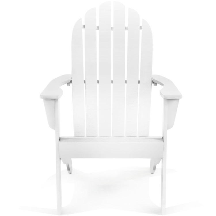 Wooden Outdoor Lounge Chair with Ergonomic Design for Yard and Garden-WhiteCostway Gallery View 10 of 18