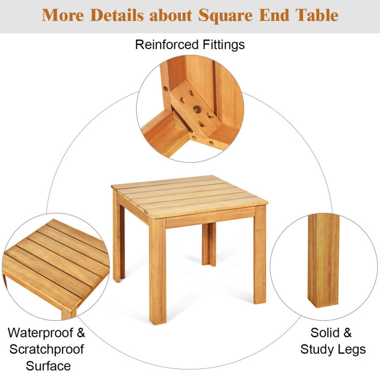Wooden Square Patio Coffee Bistro Table-NaturalCostway Gallery View 5 of 12