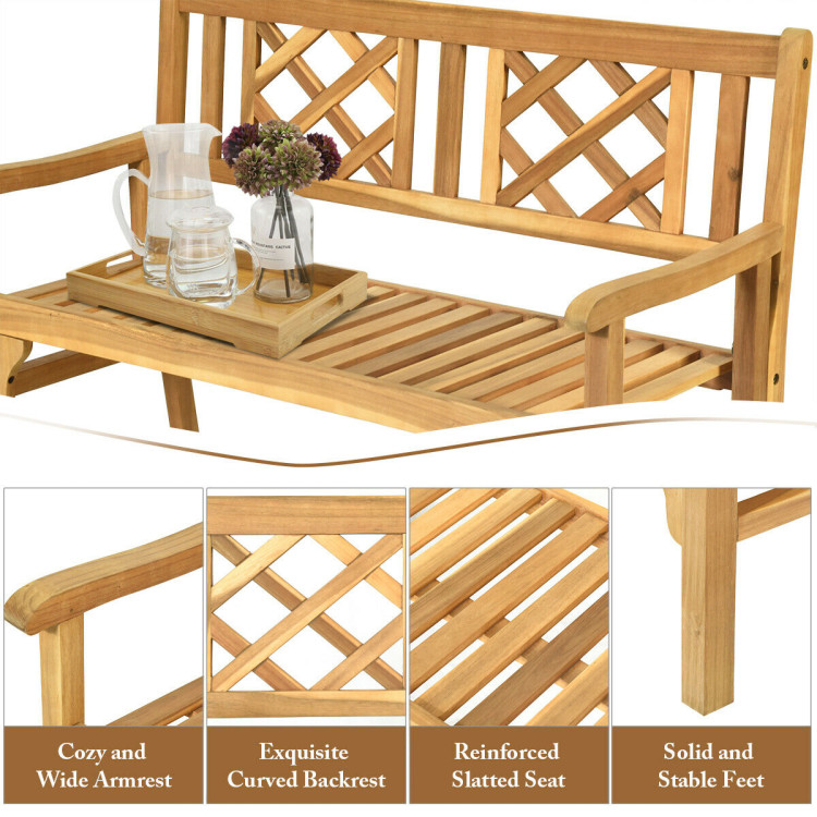 Patio Foldable Bench with Curved Backrest and ArmrestCostway Gallery View 12 of 12
