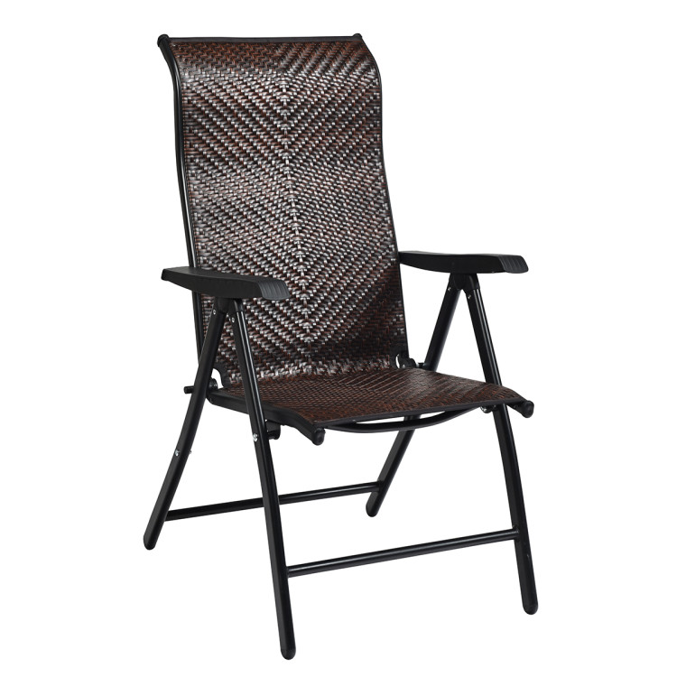 2 Pieces Patio Rattan Folding Reclining ChairCostway Gallery View 8 of 11