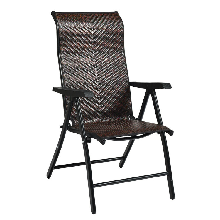 Patio Rattan Folding Chair with ArmrestCostway Gallery View 1 of 10