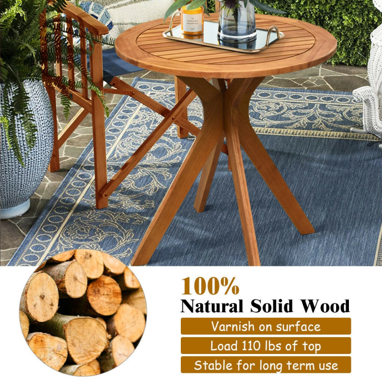 27 InchOutdoor Round Solid Wood Coffee Side Bistro TableCostway Gallery View 10 of 12