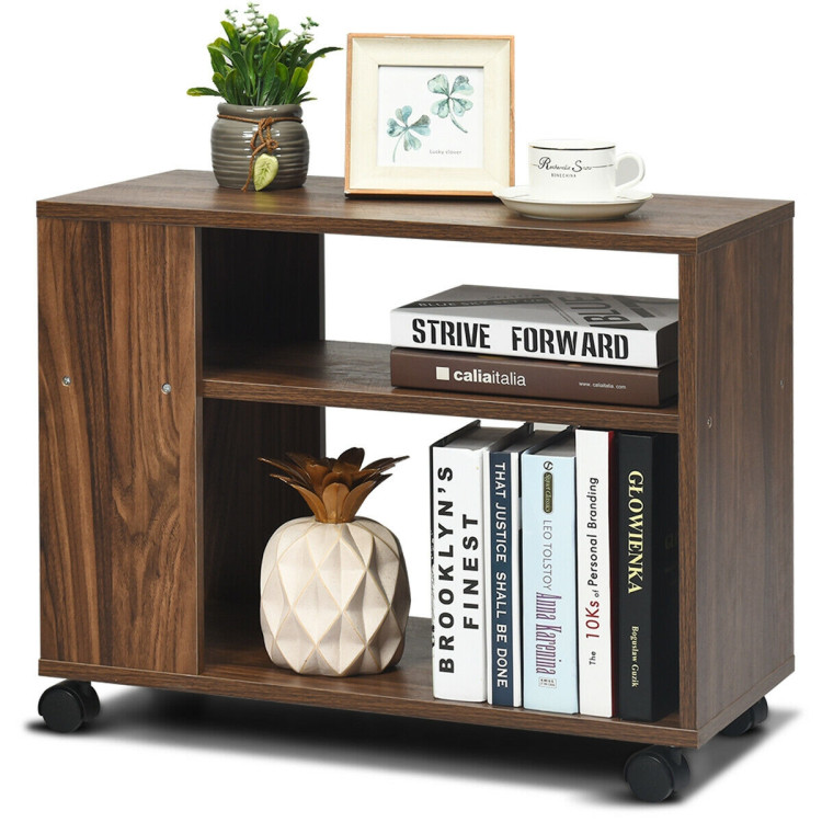 Multifunctional 3-Tier Side Table with Wheels and Large Storage ShelfCostway Gallery View 8 of 12