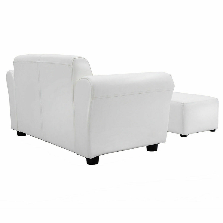Soft Kids Double Sofa with Ottoman-WhiteCostway Gallery View 8 of 12