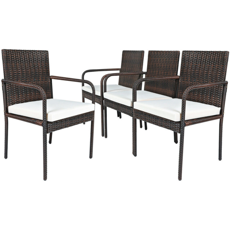 4 Pieces Outdoor Patio Rattan Dining Chairs Cushioned SofaCostway Gallery View 9 of 9