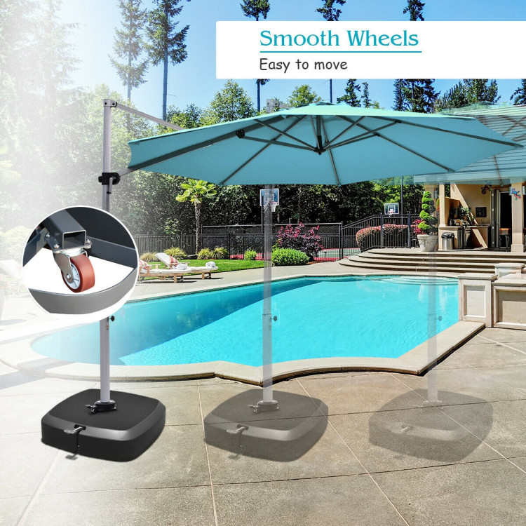 Patio Cantilever Offset Umbrella Base with Wheels for Garden Poolside DeckCostway Gallery View 10 of 12