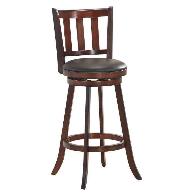 2 Pieces 360 Degree Swivel Wooden Counter Height Bar Stool Set with Cushioned Seat-31 inchesCostway Gallery View 8 of 10
