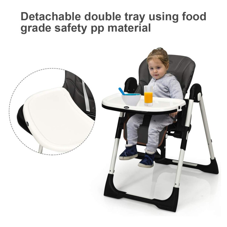 Foldable High chair with Multiple Adjustable Backrest-Dark GrayCostway Gallery View 7 of 9