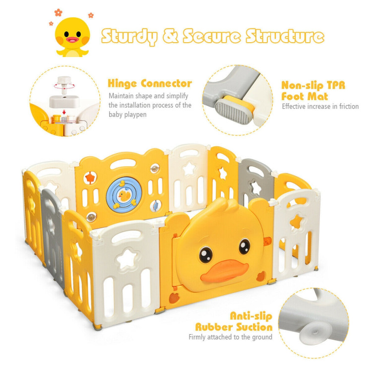12-Panel Foldable Baby Playpen with SoundCostway Gallery View 9 of 12