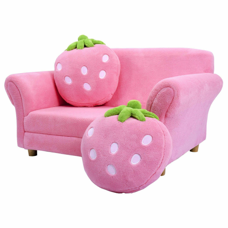 BL/PI Kids Strawberry Armrest Chair Sofa-PinkCostway Gallery View 8 of 12