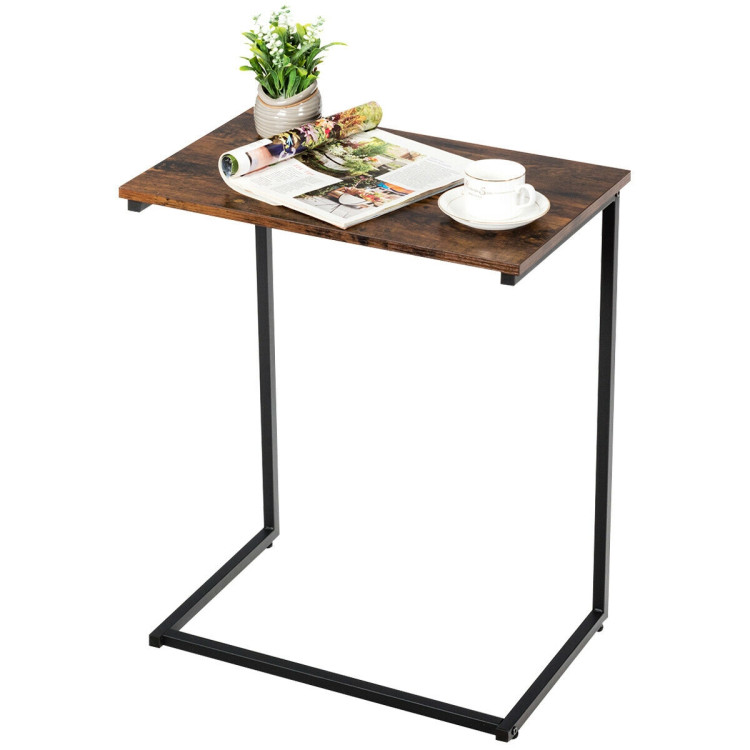 C-shaped Industrial End Table with Metal FrameCostway Gallery View 6 of 12