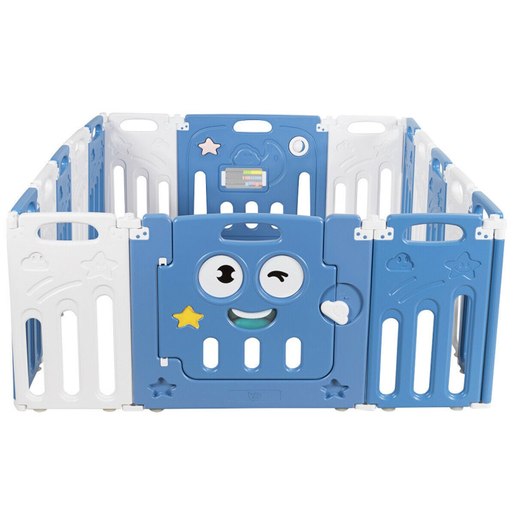 16-Panel Foldable Baby Playpen Kids Activity Centre-BlueCostway Gallery View 1 of 10