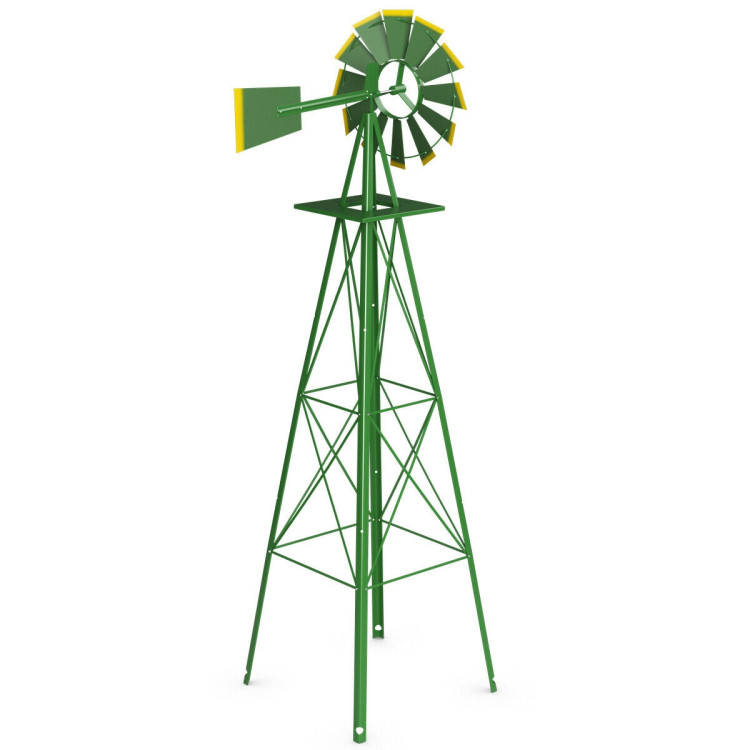 8 Feet Windmill Metal Ornamental Wind Wheel Weather Resistant-GreenCostway Gallery View 7 of 9