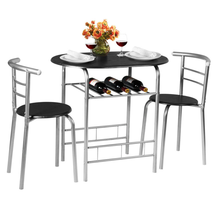 3 pcs Home Kitchen Bistro Pub Dining Table 2 Chairs Set- SilverCostway Gallery View 11 of 14