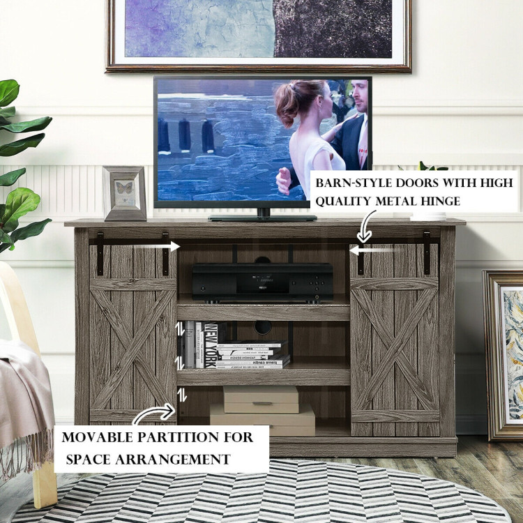 Sliding Barn TV Stand Console Table-GrayCostway Gallery View 11 of 11