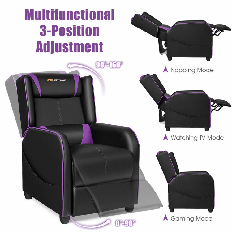 Home Massage Gaming Recliner Chair-PurpleCostway Gallery View 9 of 11