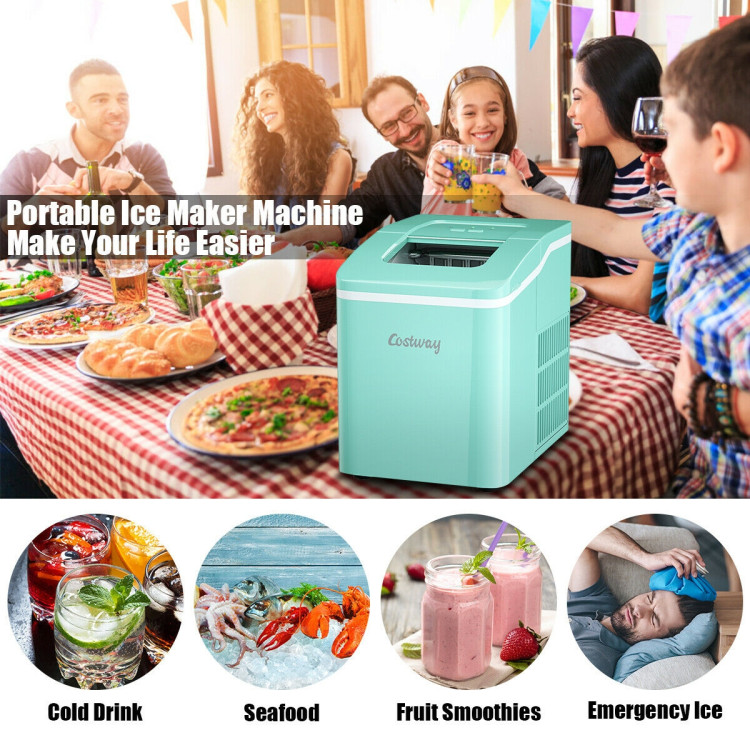 26 lbs Countertop LCD Display Ice Maker with Ice Scoop - Costway