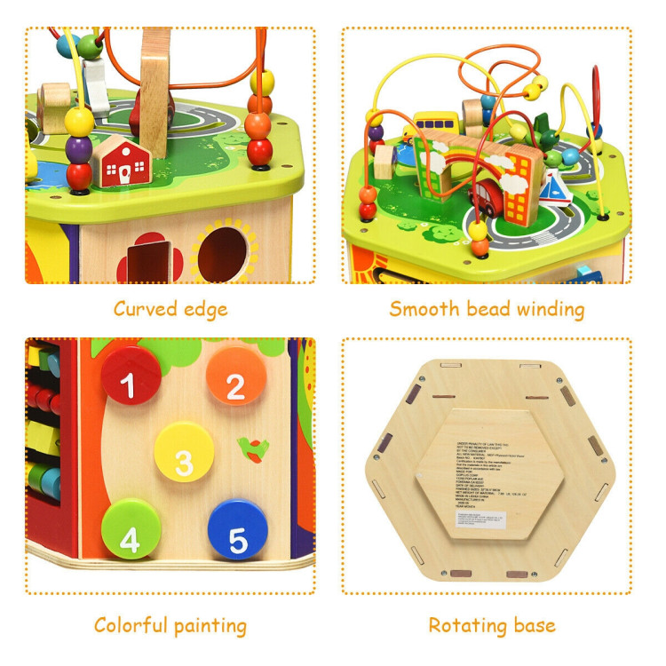 7-in-1 Wooden Activity Cube ToyCostway Gallery View 10 of 12