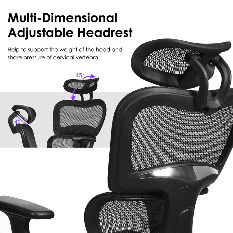 Mesh Office Chair Recliner with Adjustable HeadrestCostway Gallery View 9 of 10