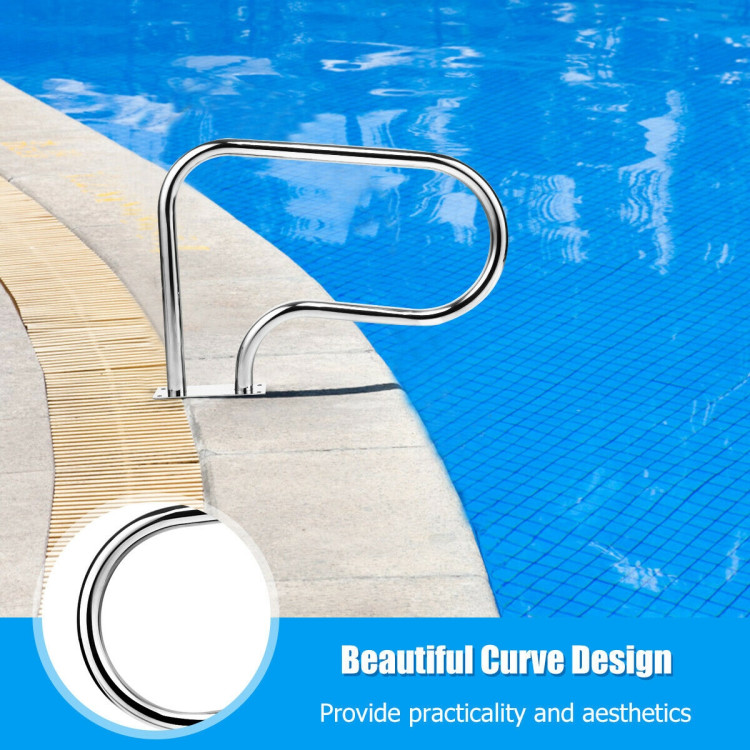 Stainless Steel Swimming Pool Hand Rail with Base PlateCostway Gallery View 3 of 12