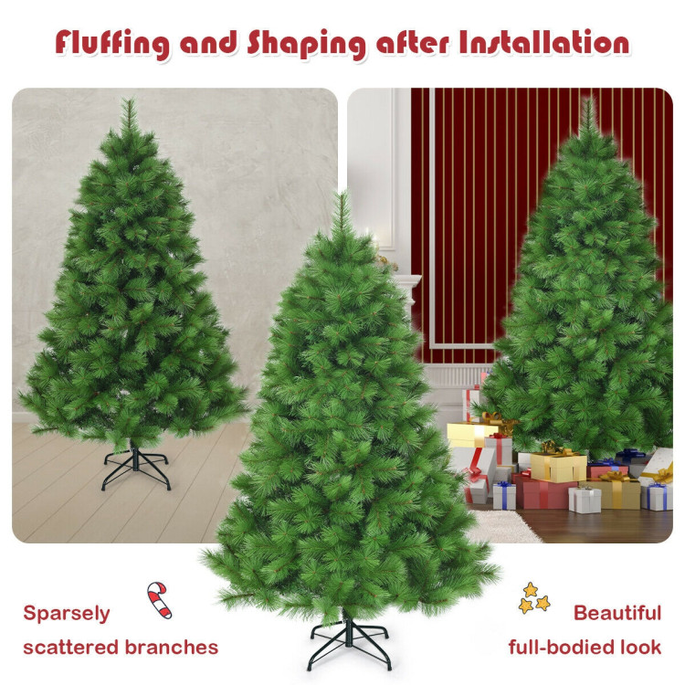 6 Feet Hinged Artificial Christmas Tree Holiday Decoration with StandCostway Gallery View 3 of 12