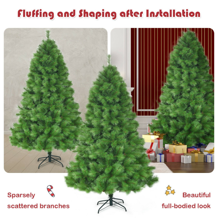 7 Feet Hinged Artificial Christmas Tree Holiday Decoration with StandCostway Gallery View 11 of 12