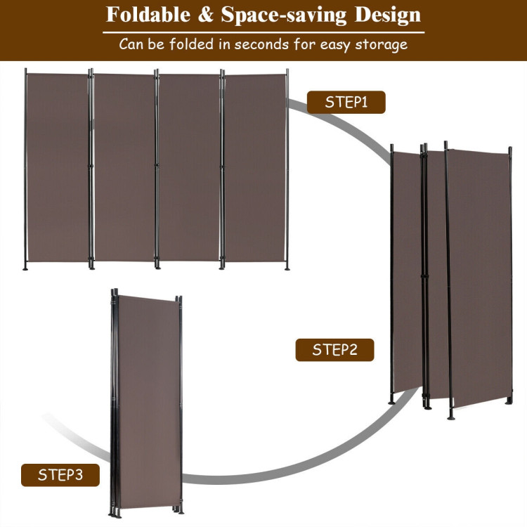 4-Panel Room Divider Folding Privacy Screen-CoffeeCostway Gallery View 10 of 11