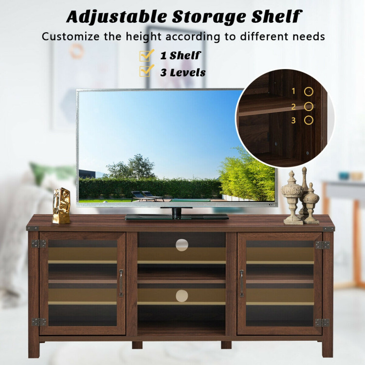 TV Stand Entertainment Center for TVs up to 65 Inch with Storage Cabinets-WalnutCostway Gallery View 5 of 12