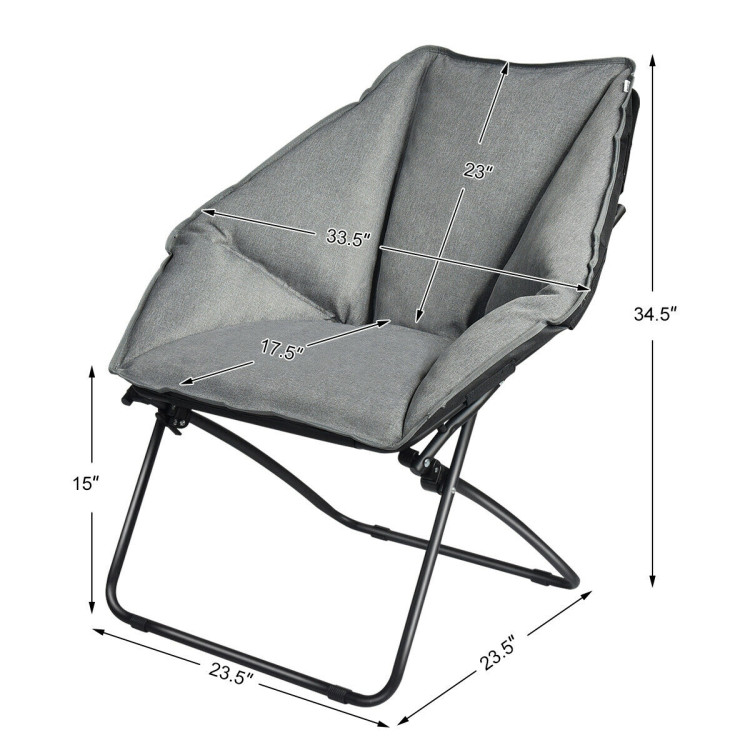 Oversized Foldable Leisure Camping Chair with Sturdy Iron FrameCostway Gallery View 5 of 10