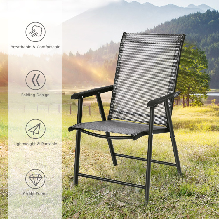 4-Pack Patio Folding Chairs Portable for Outdoor Camping-GrayCostway Gallery View 12 of 12