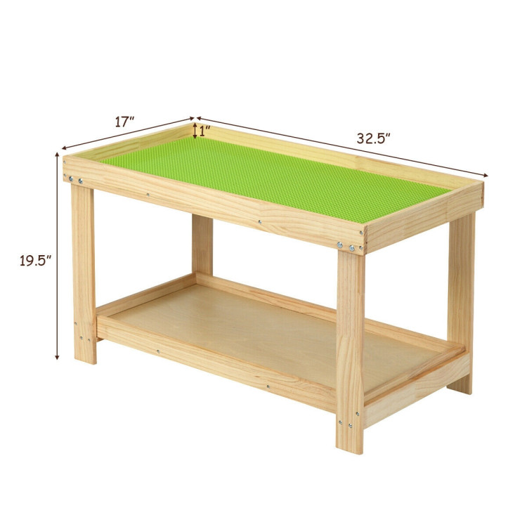 Solid Multifunctional Wood Kids Activity Play Table-NaturalCostway Gallery View 4 of 12
