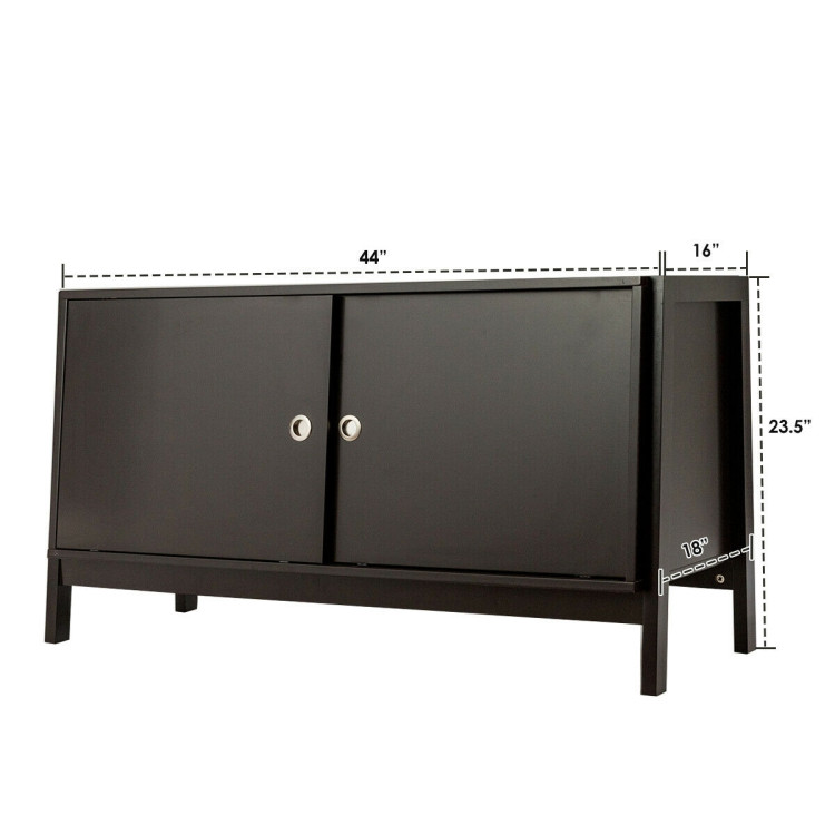 TV Stand Modern Entertainment Cabinet with Sliding Doors-Dark BrownCostway Gallery View 7 of 10
