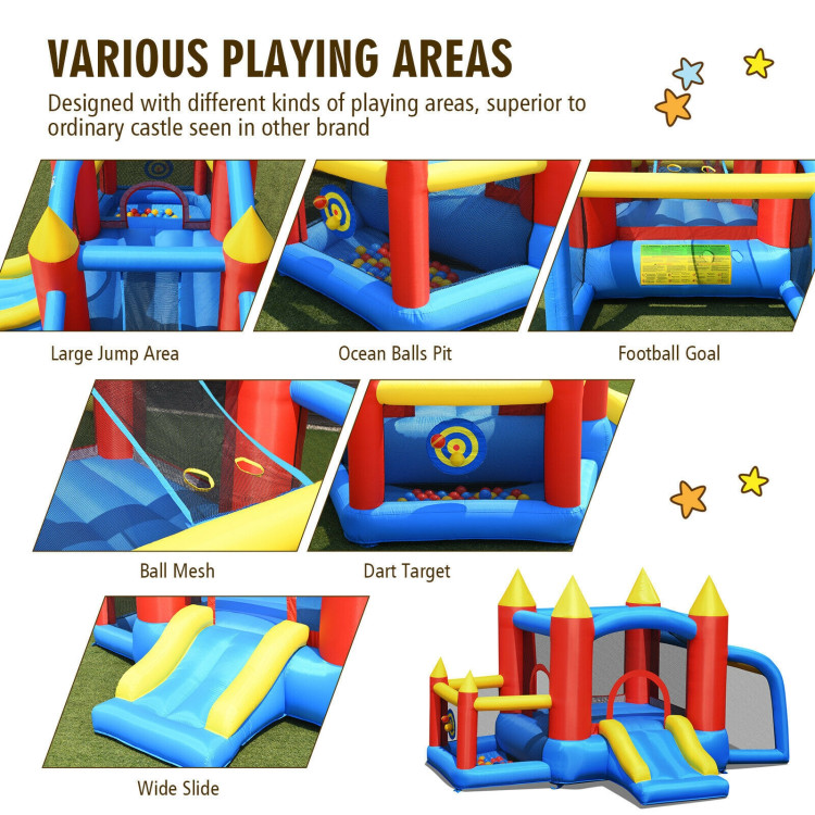 Kid Inflatable Slide Jumping Castle Bounce House with 740w BlowerCostway Gallery View 10 of 12