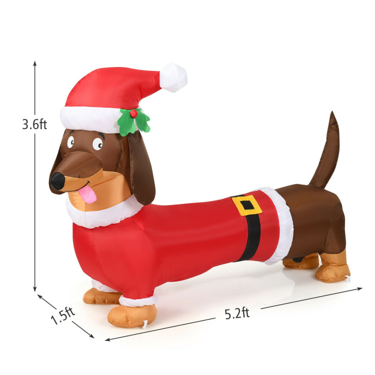 5 Feet Inflatable Christmas Dog with LED LightsCostway Gallery View 5 of 11