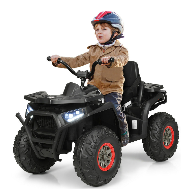 12 V Kids Electric 4-Wheeler ATV Quad with MP3 and LED Lights-BlackCostway Gallery View 8 of 12