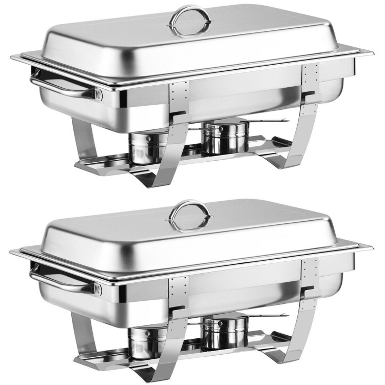 2 Packs Stainless Steel Full-Size Chafing DishCostway Gallery View 1 of 11