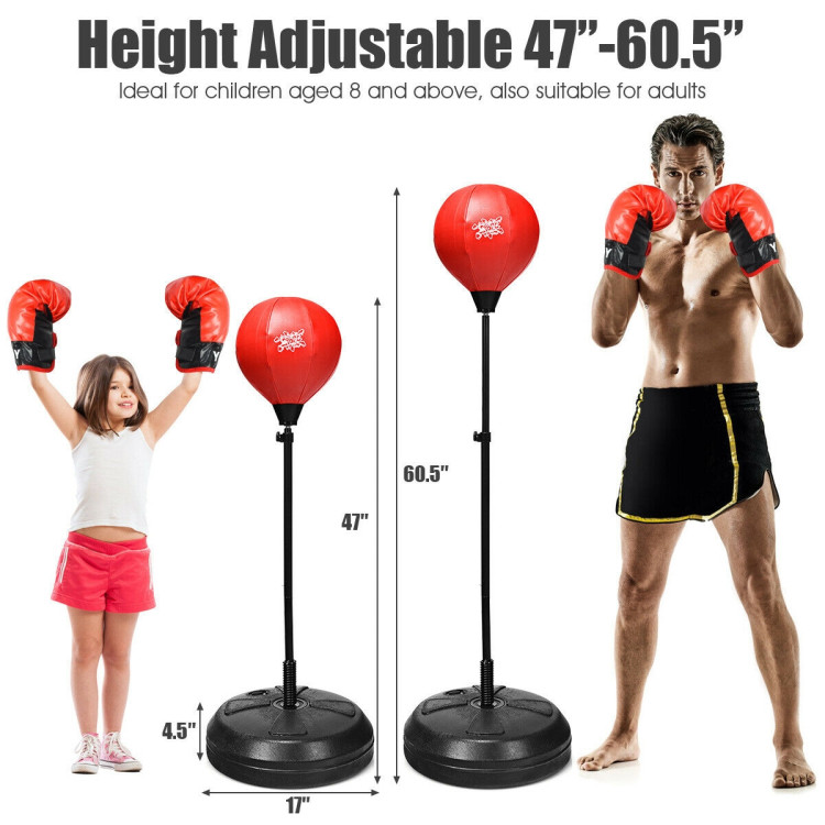 Adjustable Height Punching Bag with Stand Plus Boxing Gloves for Both Adults and KidsCostway Gallery View 4 of 12