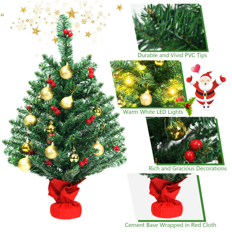 2 Feet Artificial Battery Operated Christmas Tree with LED LightsCostway Gallery View 10 of 10