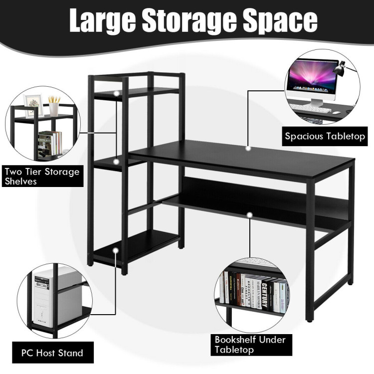 Costway Multi-Functional Computer Desk with 4-tier Storage shelves Walnut