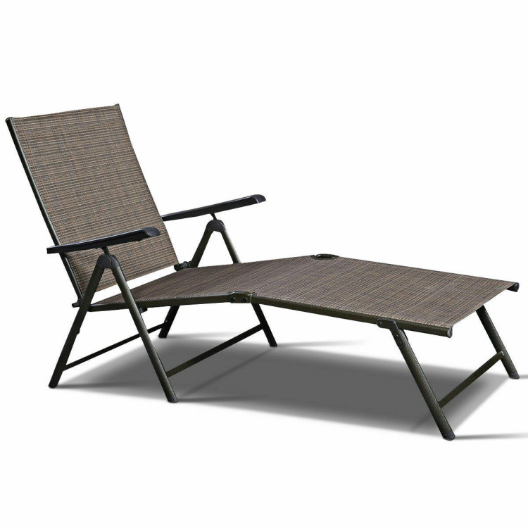 Set of 2 Adjustable Chaise Lounge Chair with 5 Reclining PositionsCostway Gallery View 8 of 12