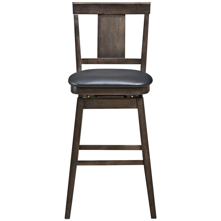 29 inch Swivel Upholstered Counter Height Bar Stool with Rubber Wood LegsCostway Gallery View 4 of 9