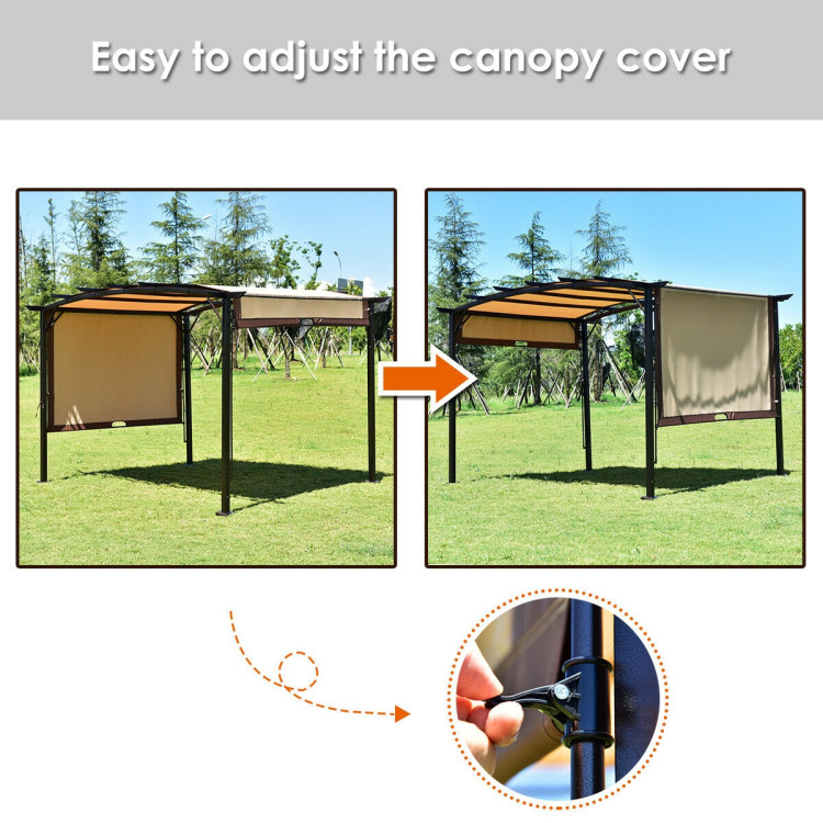 12 x 9 Feet Outdoor Pergola Gazebo with Retractable Canopy ShadesCostway Gallery View 5 of 10