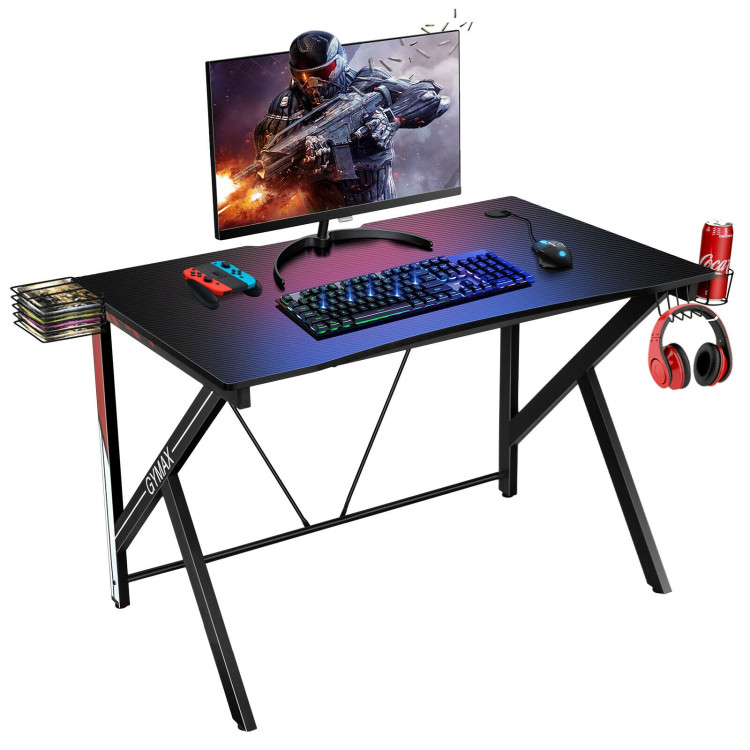 45-Inch K-Shaped Computer Gaming Desk with Cup Headphone Holder and Game StorageCostway Gallery View 7 of 11