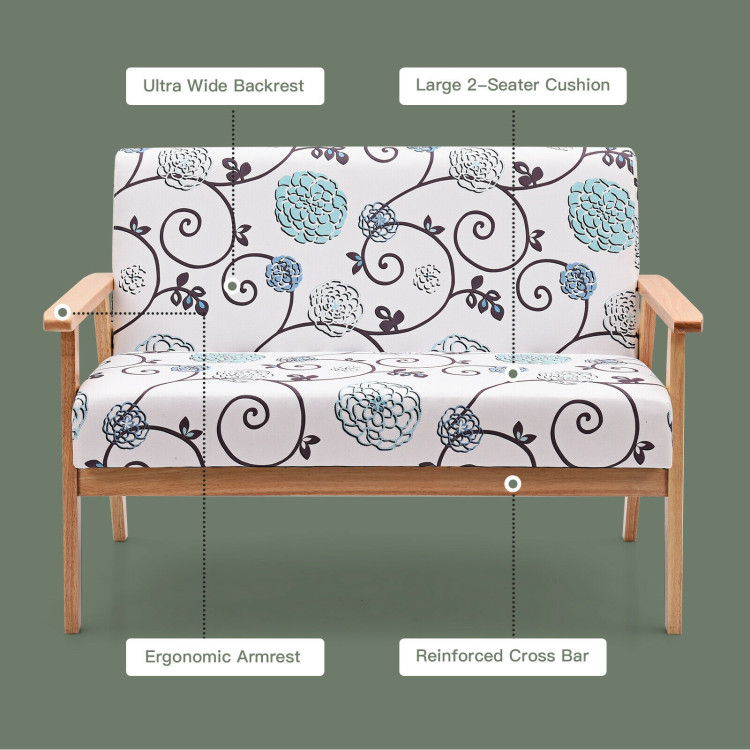 Modern Fabric Loveseat Sofa Couch Upholstered 2-Seat Armchair-BlueCostway Gallery View 10 of 12
