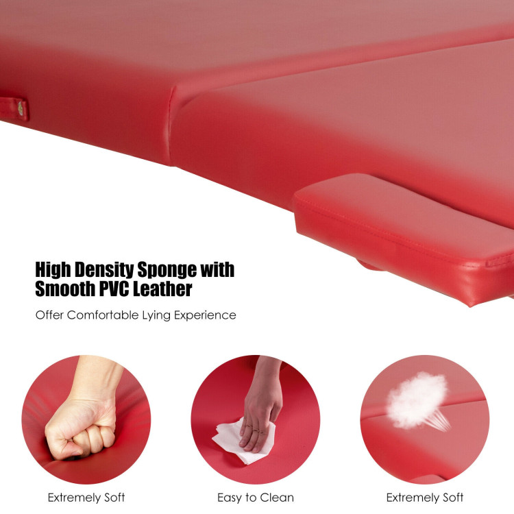 Portable Adjustable Facial Spa Bed  with Carry Case-RedCostway Gallery View 11 of 12