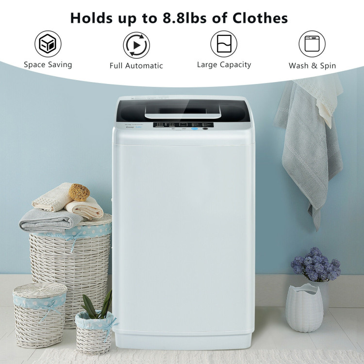 8.8 lbs Portable Full-Automatic Laundry Washing Machine with Drain PumpCostway Gallery View 2 of 12
