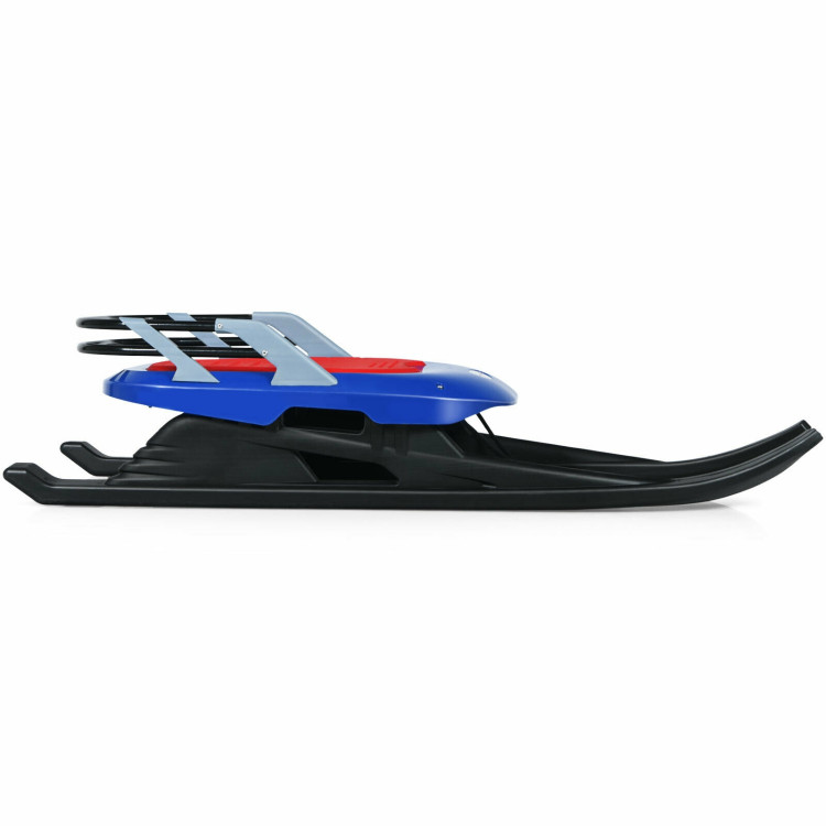 Folding Kids' Metal Snow Sled with Pull Rope Snow Slider and Leather SeatCostway Gallery View 8 of 10