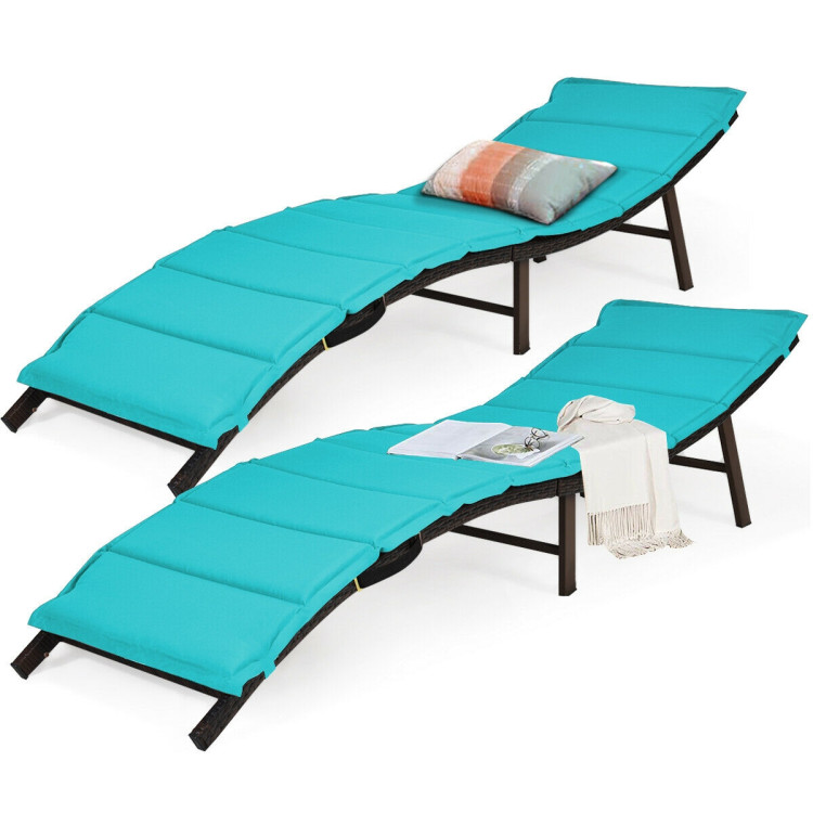 2 Pieces Folding Patio Lounger Chair - Gallery View 4 of 13