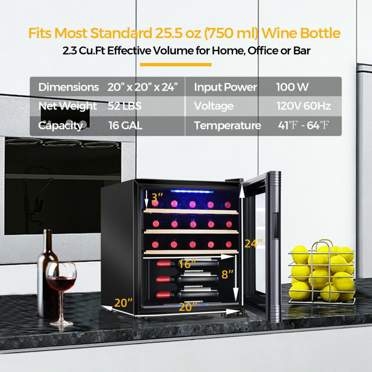 21 Bottle Compressor Wine Cooler Refrigerator with Digital Control Costway Gallery View 10 of 10