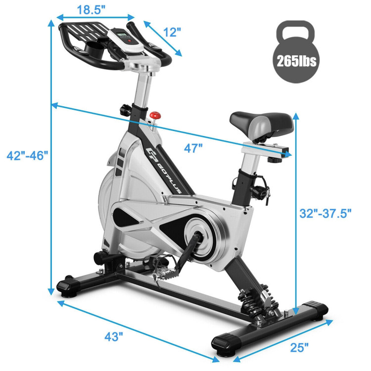 Stationary Silent Belt Adjustable Exercise Bike with Phone Holder and Electronic Display-BlackCostway Gallery View 4 of 9